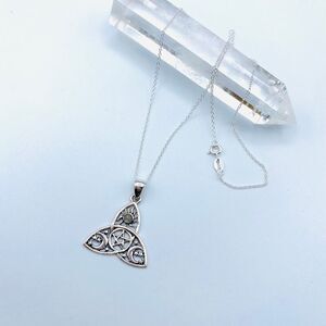 Sterling Silver Celtic Triquetra Pendant Necklace-Pagan Wiccan Pentacle Design